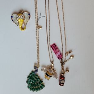Betsey Johnson Bee Wine Peacock Elephant Necklaces